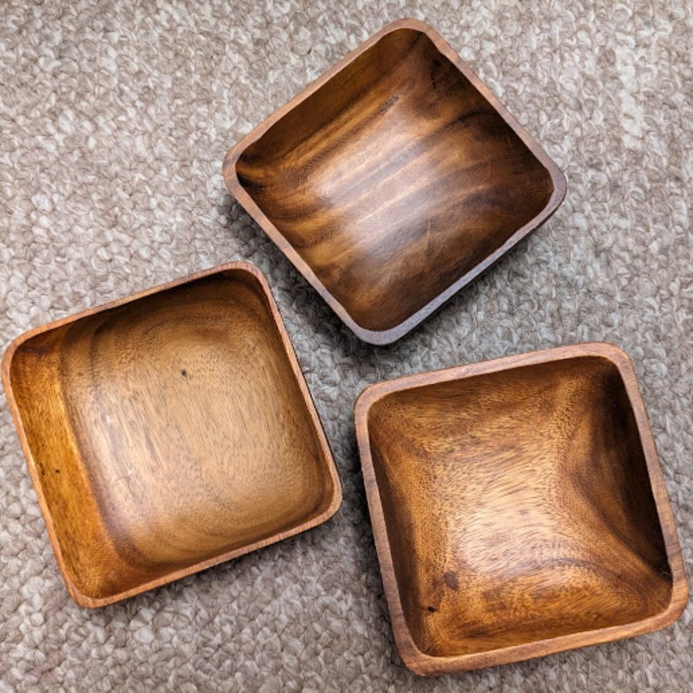 Bundle of 3 Lightweight Wood Salad Bowls